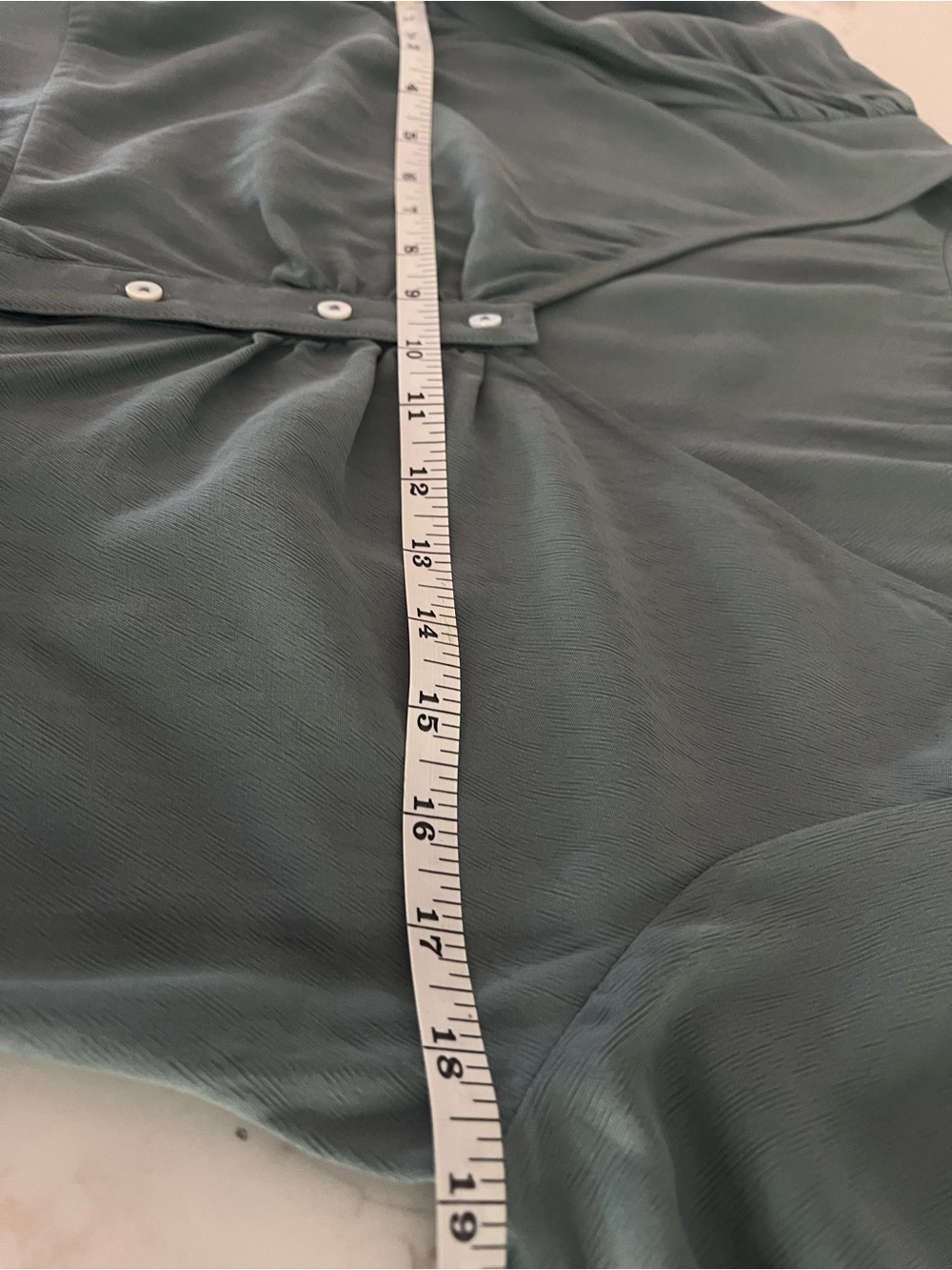 Madewell Leedra Sage Green Button Front Midi Dress Puff Sleeve Tie Waist Size 4 - Picture 7 of 12